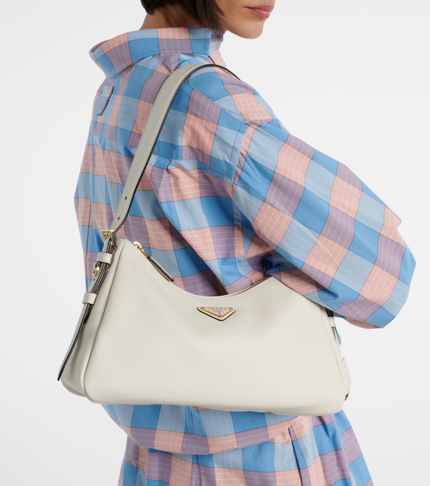 Prada Aimée Medium Leather Shoulder Bag In White