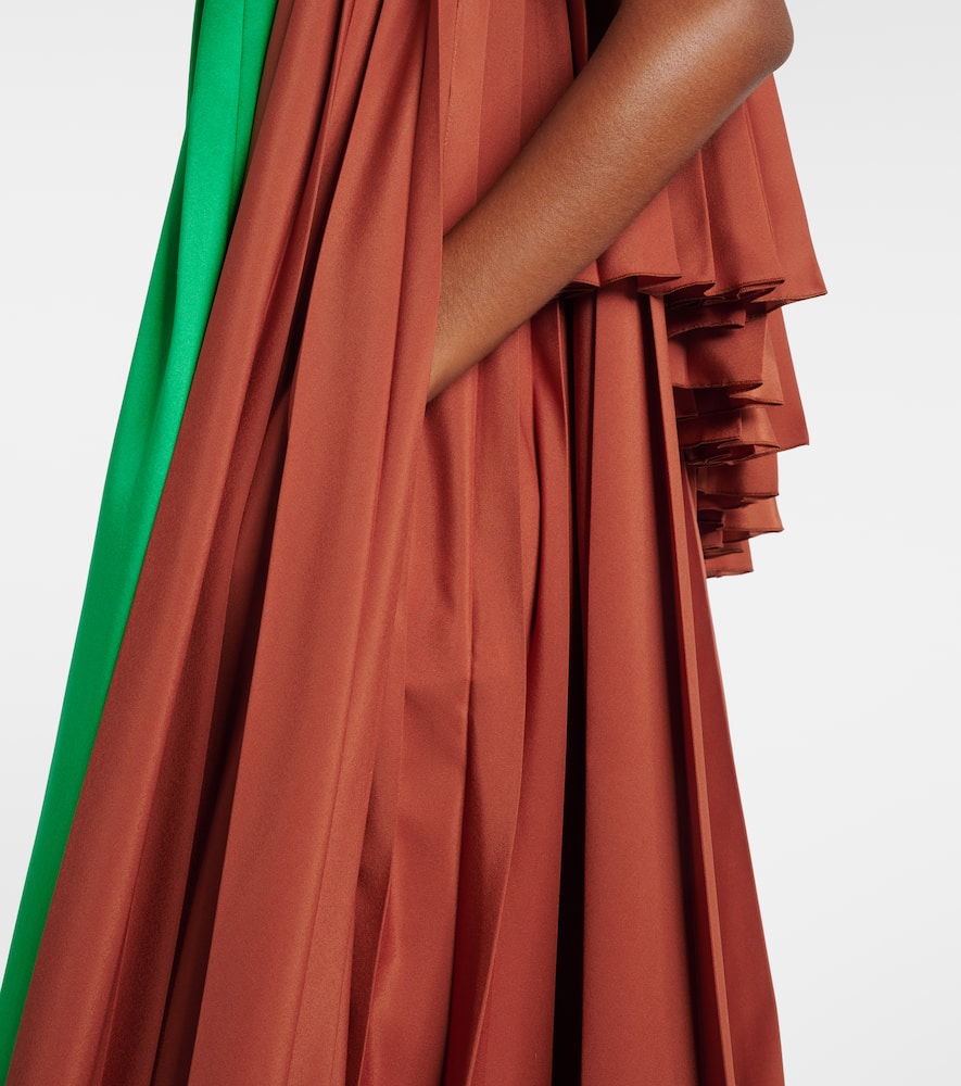 Loewe Pleated Asymmetric Midi Dress In Brown
