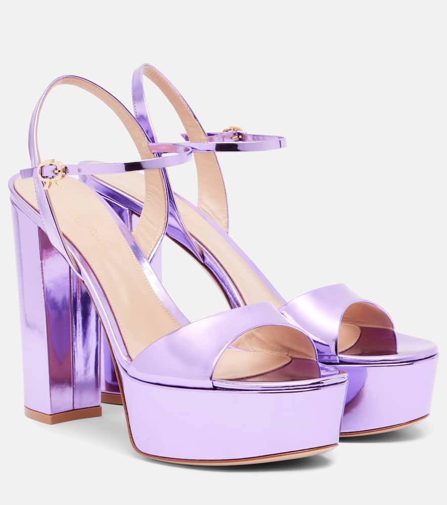 Gianvito Rossi Marlena 85 Leather Platform Sandals In Purple
