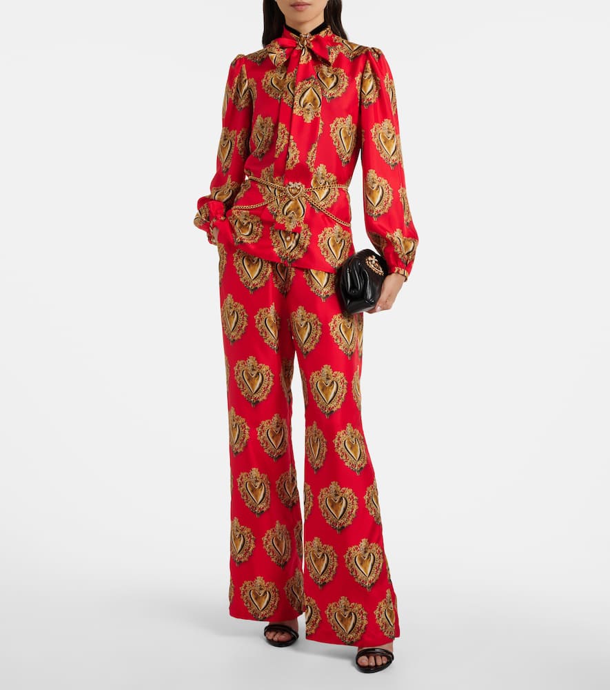 Dolce & Gabbana Printed High-rise Silk Palazzo Pants In Multi