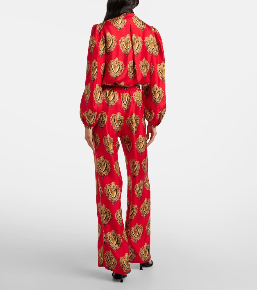 Dolce & Gabbana Printed High-rise Silk Palazzo Pants In Multi