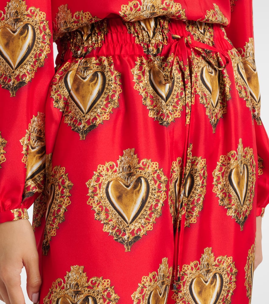 Dolce & Gabbana Printed High-rise Silk Palazzo Pants In Multi