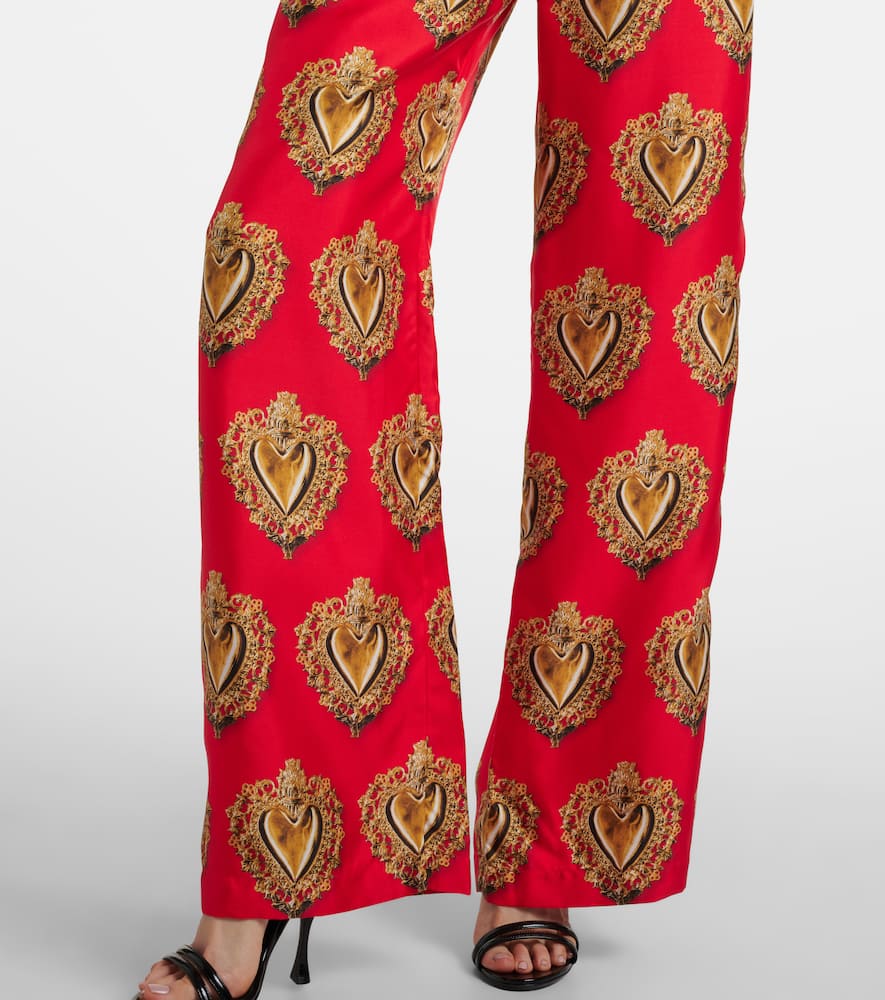 Dolce & Gabbana Printed High-rise Silk Palazzo Pants In Multi
