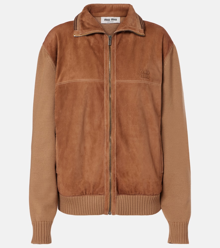 Miu Miu Leather Jacket In Brown