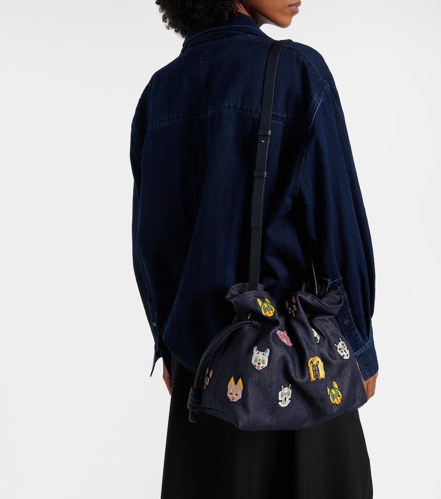 Loewe X Louis Wain Flamenco Cats Medium Canvas Clutch In Blue