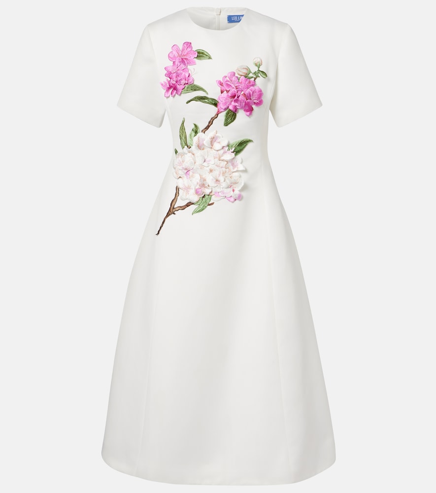 Leo Lin Caroline floral-appliqué midi dress