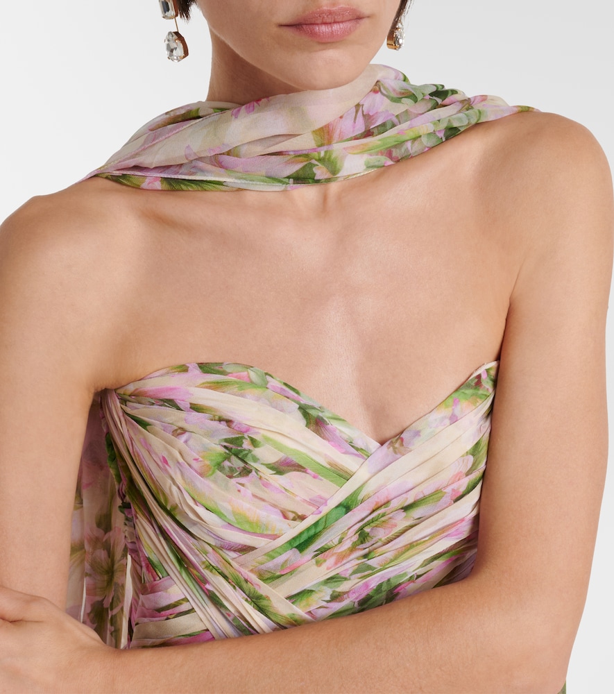  Monique Lhuillier Monique Lhuillier Floral Silk Chiffon Gown 