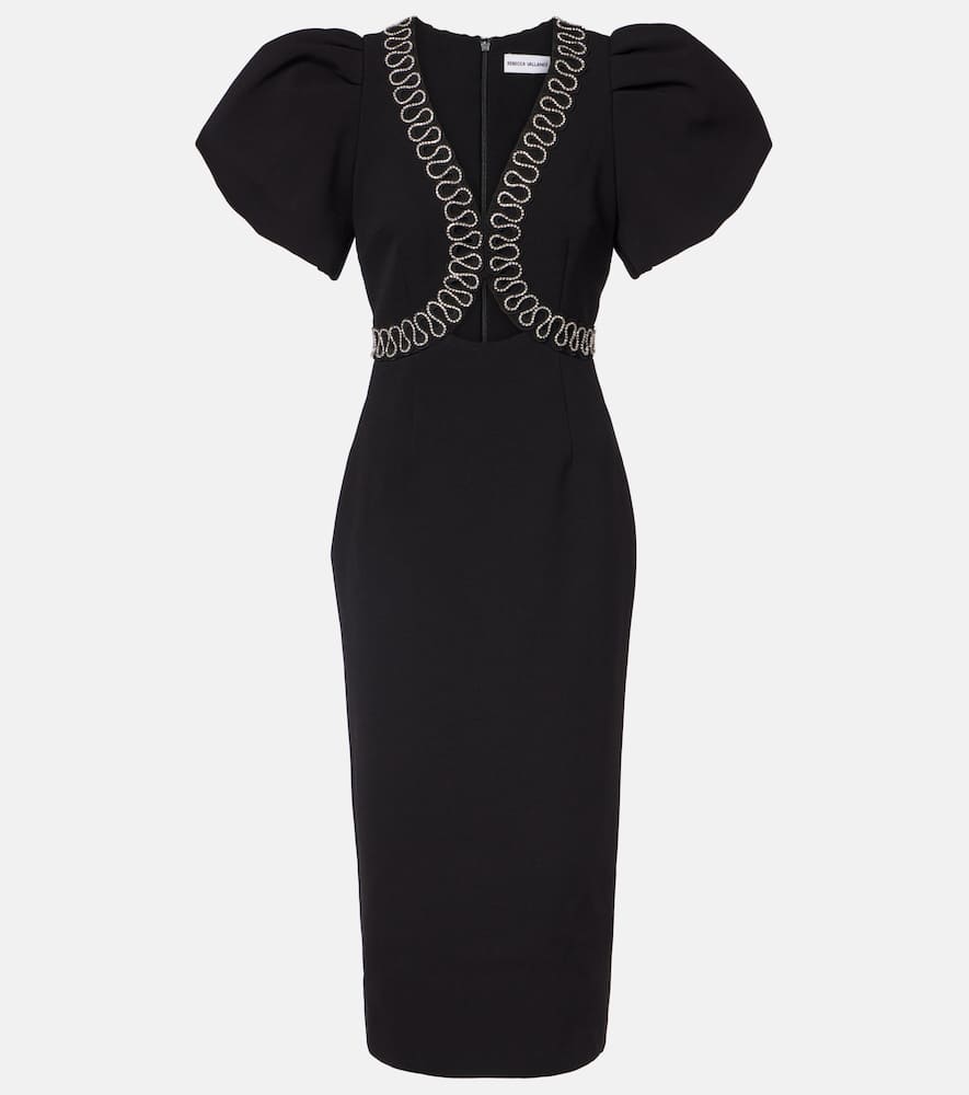 Rebecca Vallance Nyx Crystal-embellished Cutout Crepe Midi Dress In Black