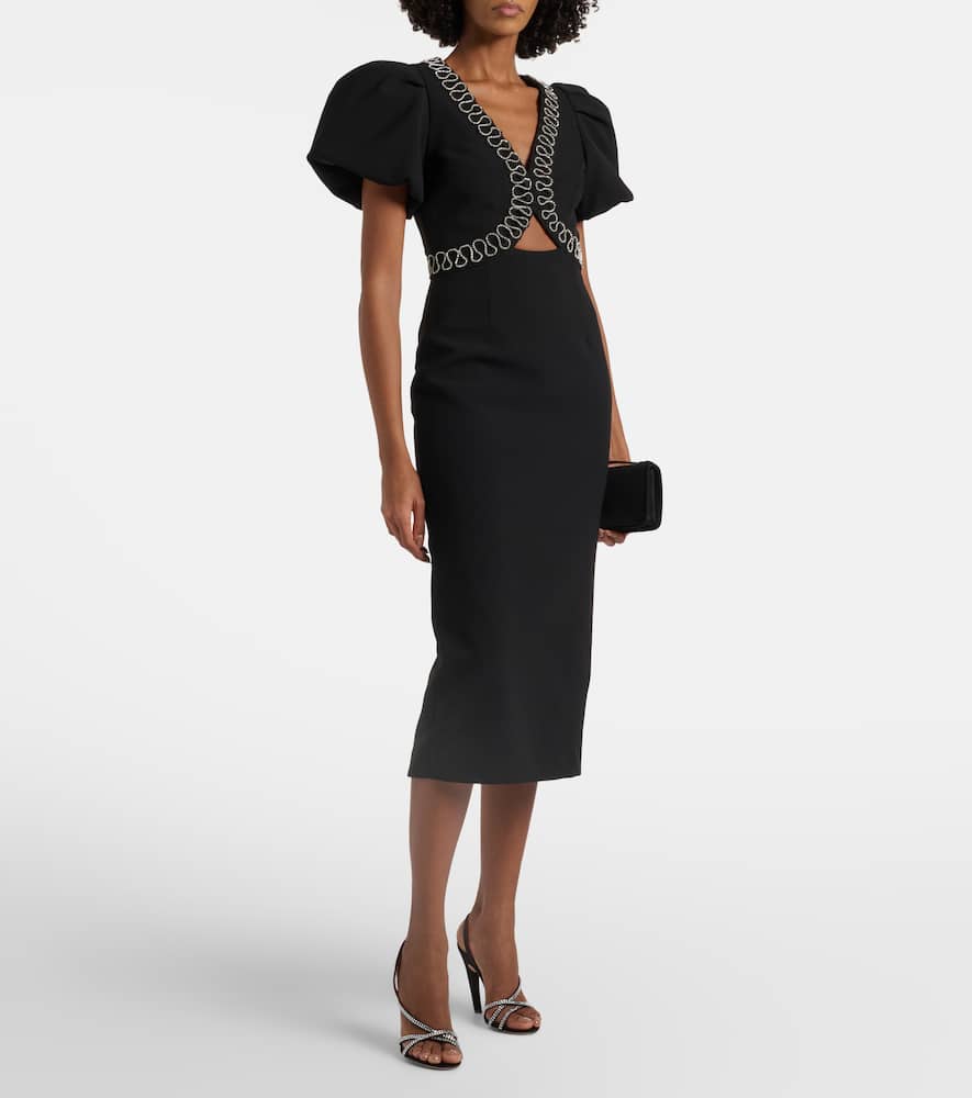 Rebecca Vallance Nyx Crystal-embellished Cutout Crepe Midi Dress In Black