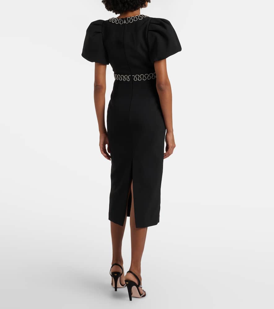 Rebecca Vallance Nyx Crystal-embellished Cutout Crepe Midi Dress In Black