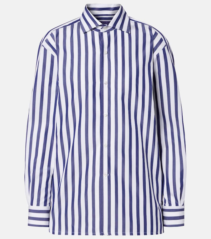Ralph Lauren Striped Cotton Poplin Shirt In Blue