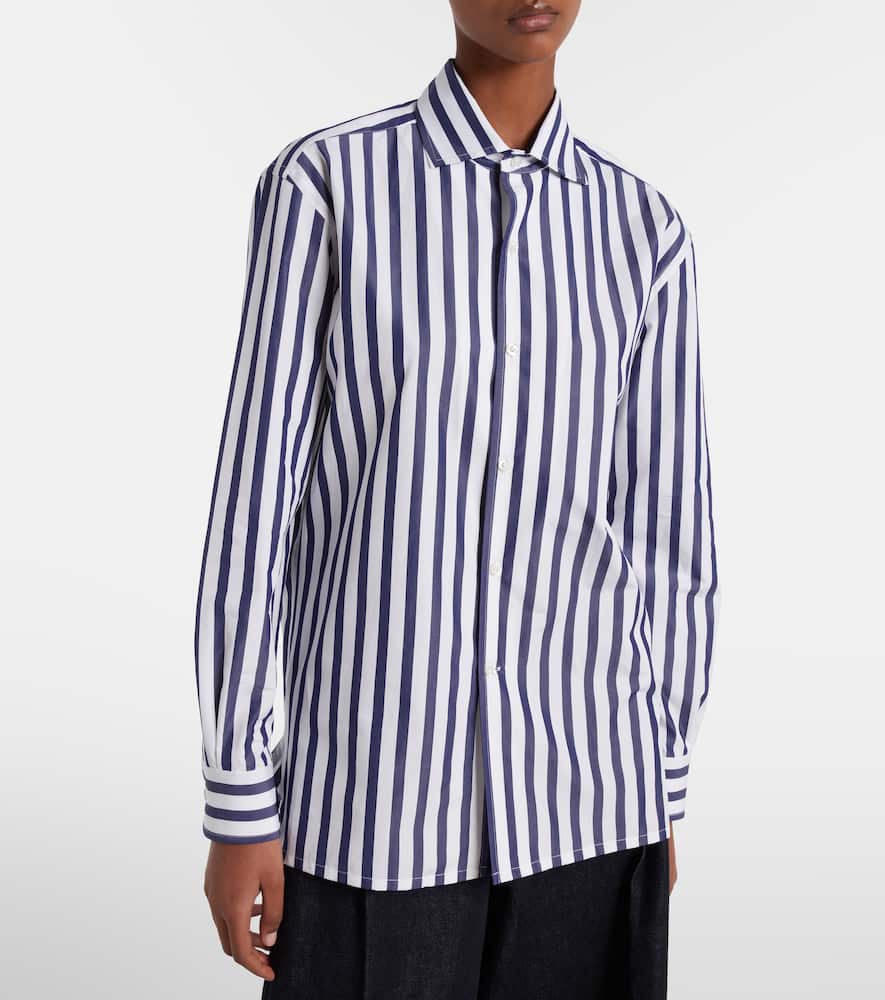 Ralph Lauren Striped Cotton Poplin Shirt In Blue