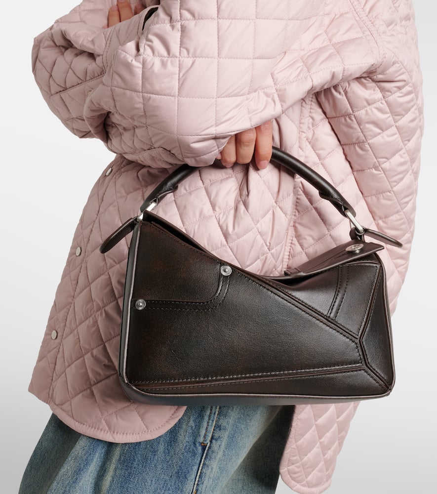 Loewe Puzzle Panta Small Leather Tote Bag In Brown