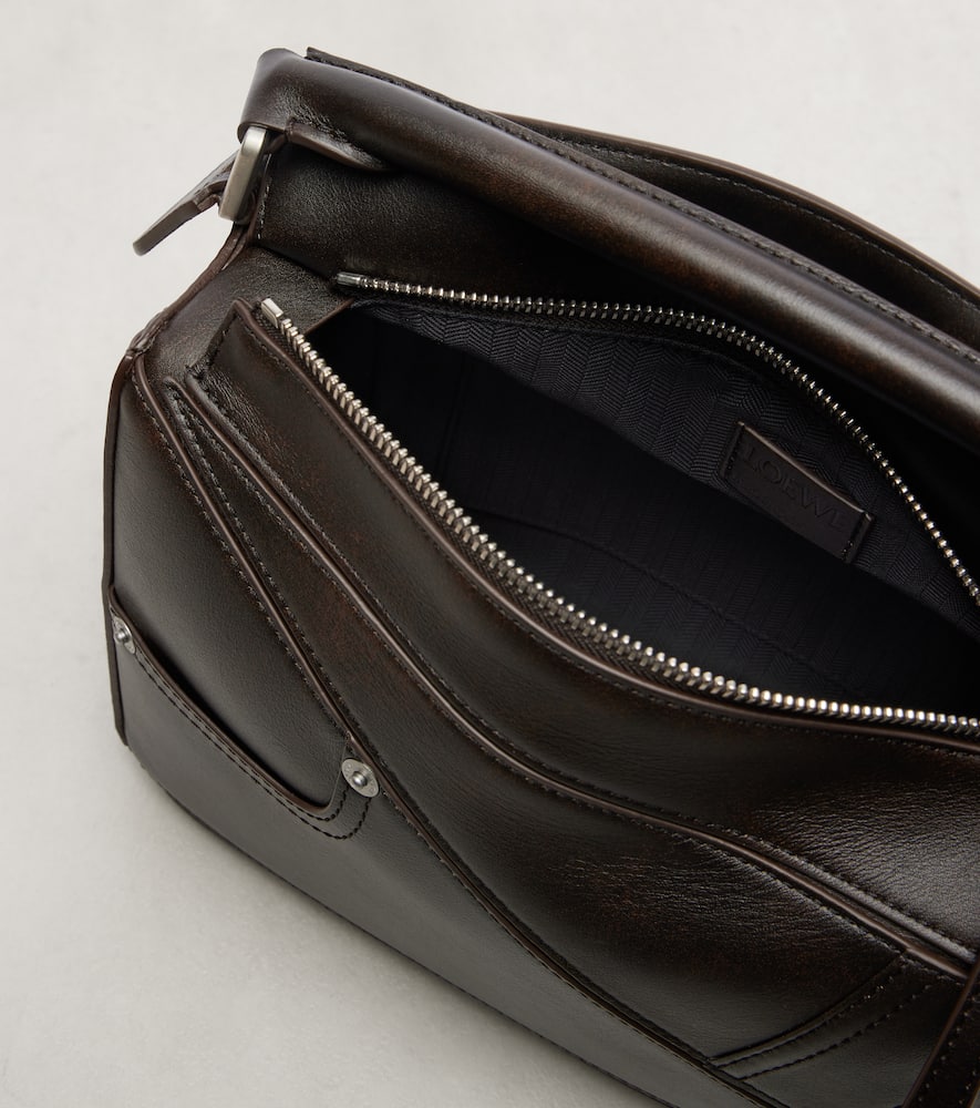 Loewe Puzzle Panta Small Leather Tote Bag In Brown