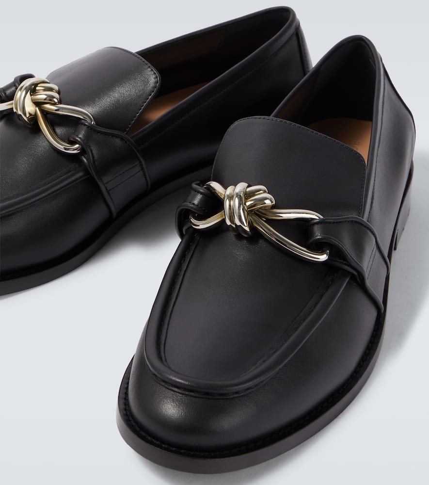 Bottega Veneta Astaire Knot Leather Loafers In Black