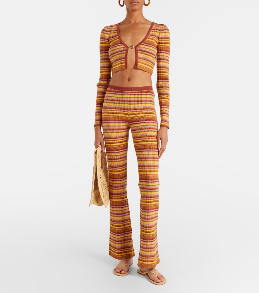 Bananhot Ann ribbed-knit striped cropped cardigan