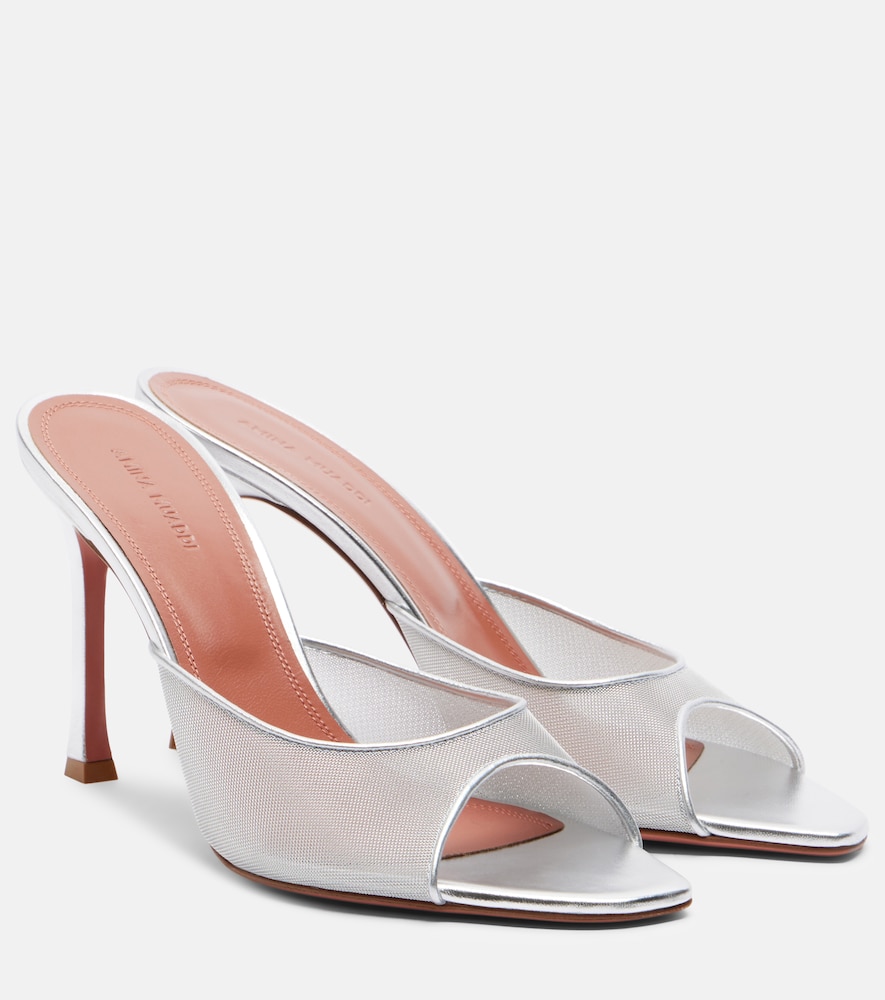 Amina Muaddi Mules Alexa à finitions en cuir