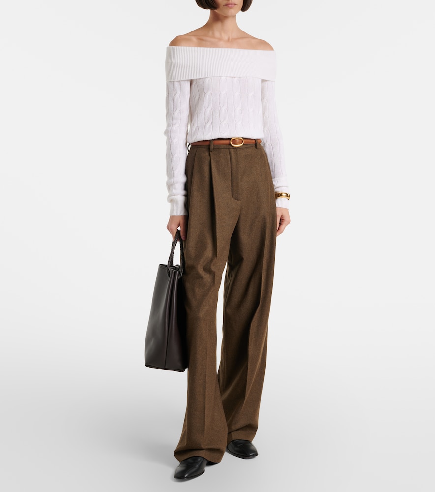 Ralph Lauren Collection Cable-knit off-shoulder cashmere sweater