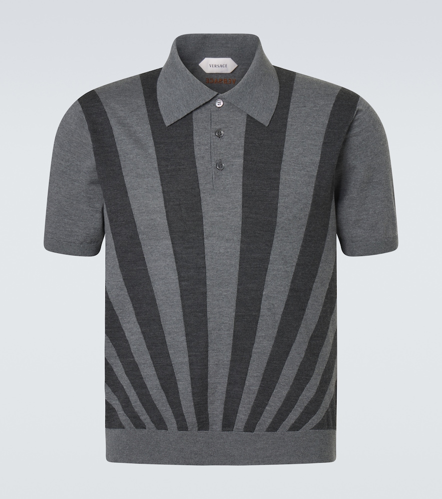 Versace Intarsia virgin wool polo sweater