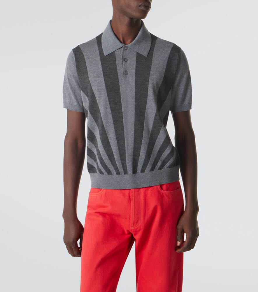  Versace Versace Intarsia Virgin Wool Polo Sweater 