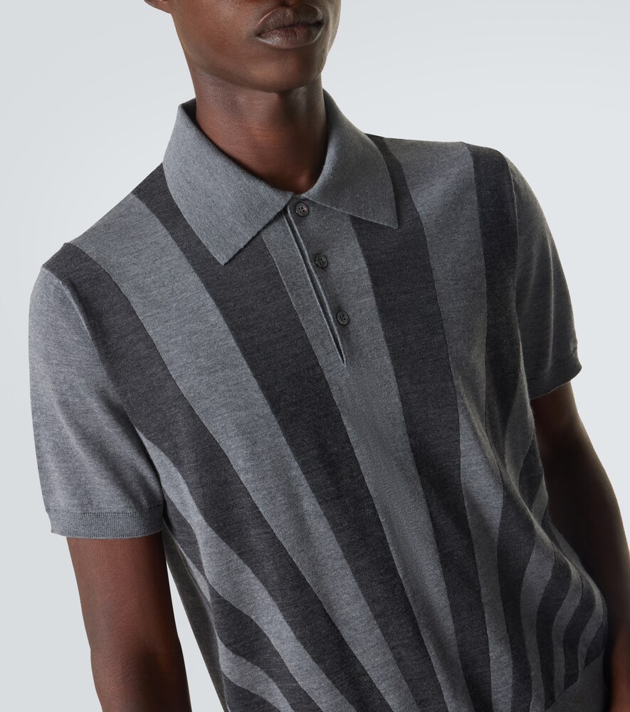  Versace Versace Intarsia Virgin Wool Polo Sweater 