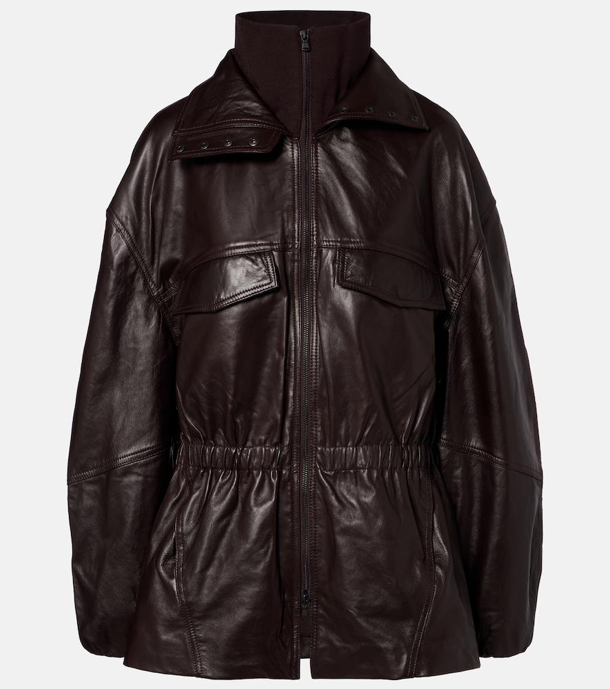The Frankie Shop Women's Brown Carnaby Leather Jacket UK Size 6 - Mytheresa