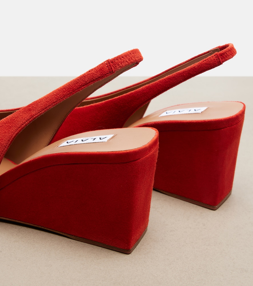  Alaia Alaia Cube Suede Slingback Wedges 