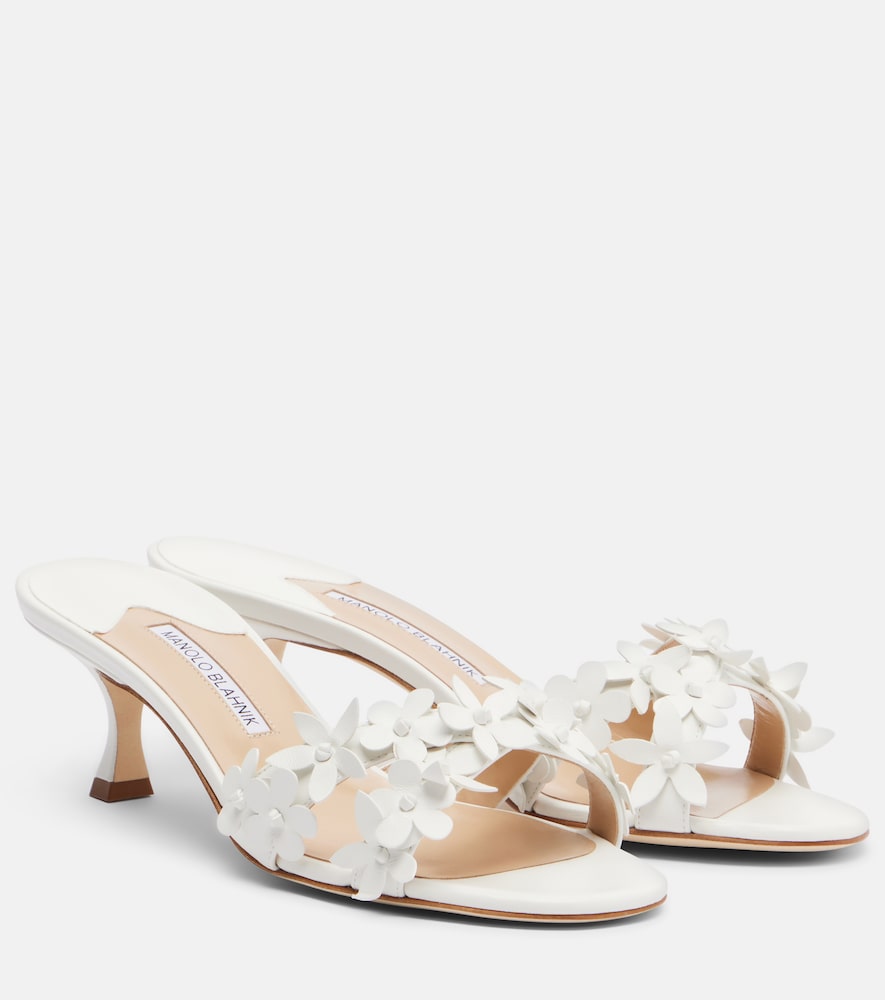 Manolo Blahnik Anistarona floral-appliqué leather mules - Women's Shoes