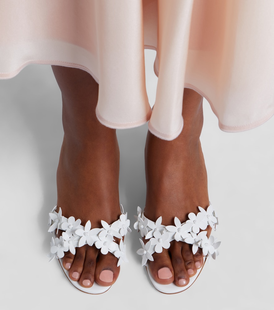Manolo Blahnik Anistarona floral-appliqué leather mules