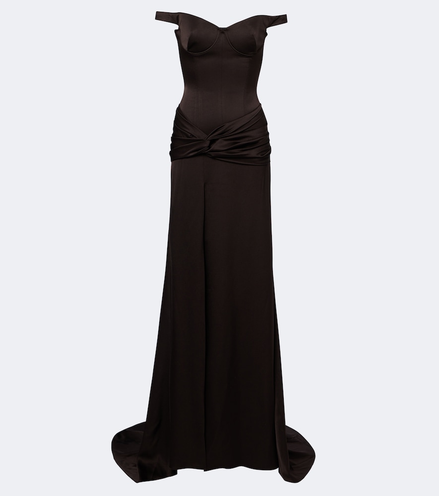 Off-Shoulder Robe Corset aus Crêpe Satin