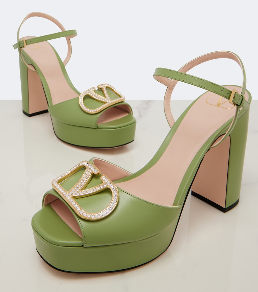 Garavani Vlogo Embellished Leather Platform Sandals