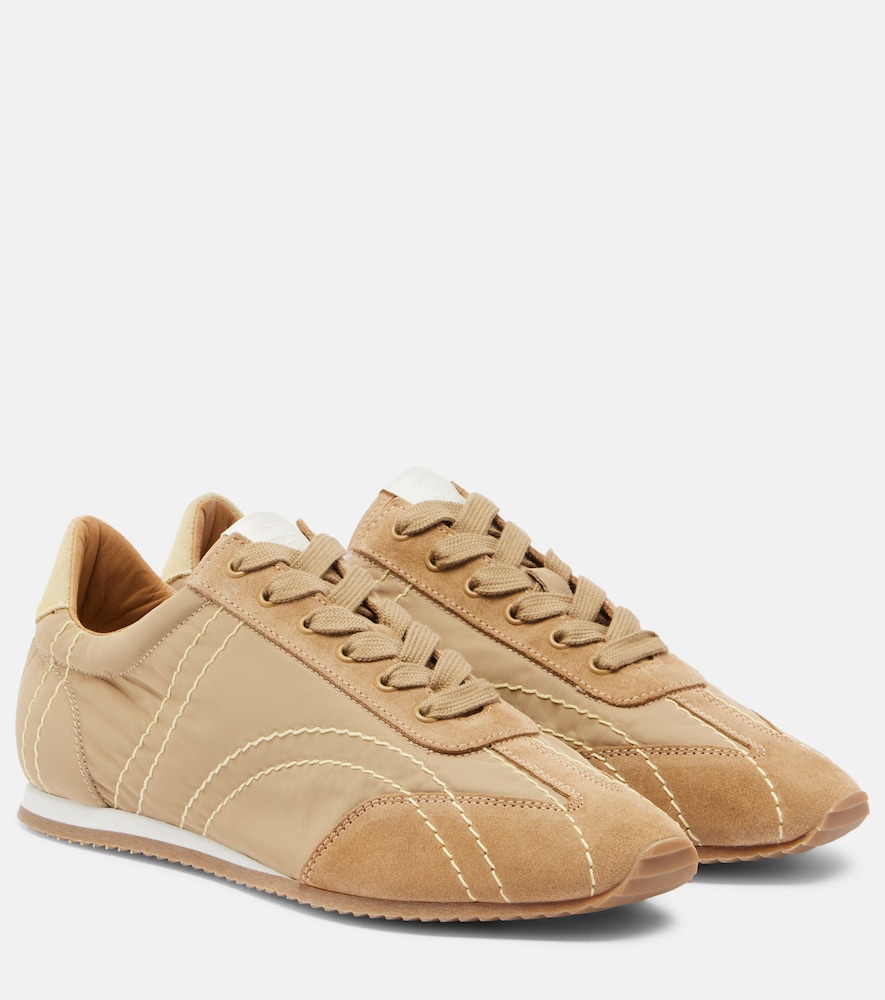 Totême Flex Suede-trimmed Sneakers In Brown