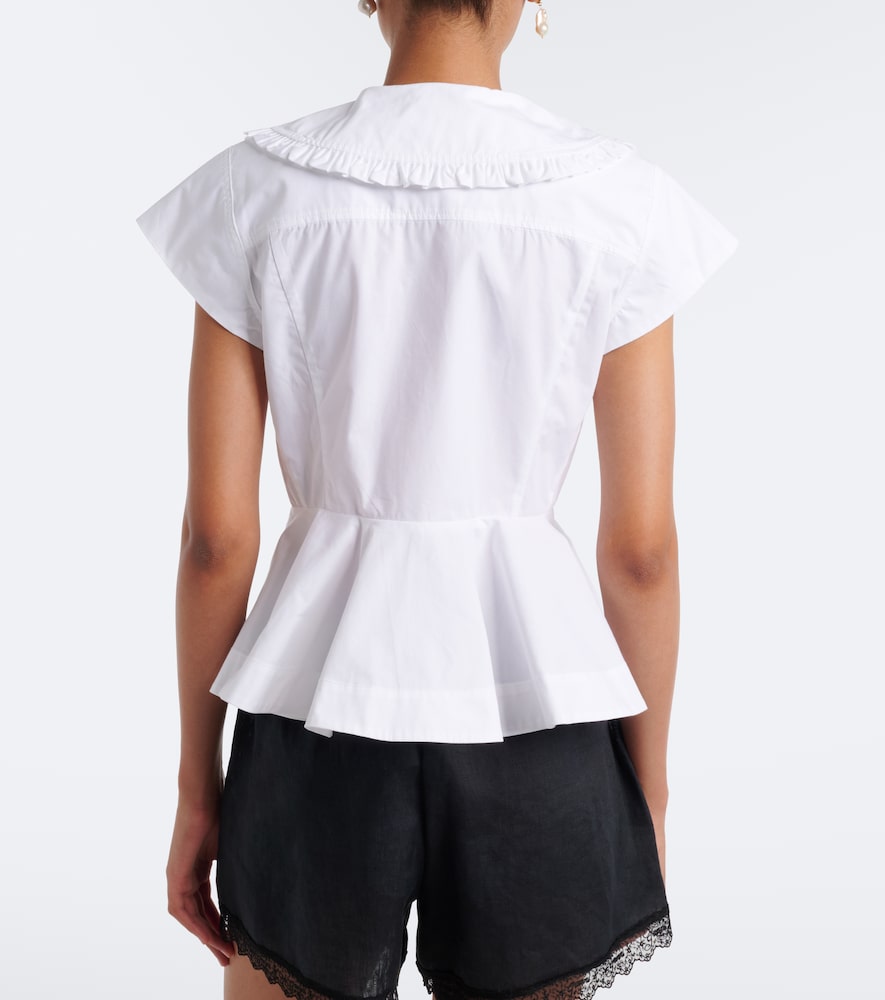 Ganni Bow-detail peplum cotton poplin blouse | Thumbnail 6