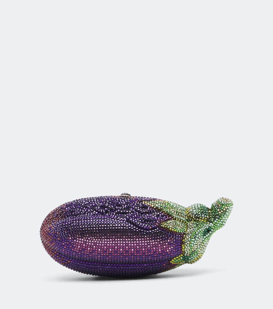 Clutch Eggplant mit Kristallen