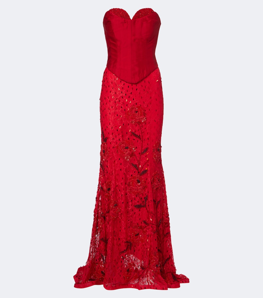 Là Fuori Verzierte Bustier-Robe mit Spitze