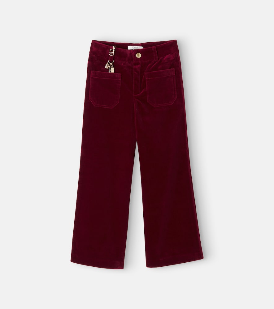 Chloé Kids Pantaloni in velluto di cotone