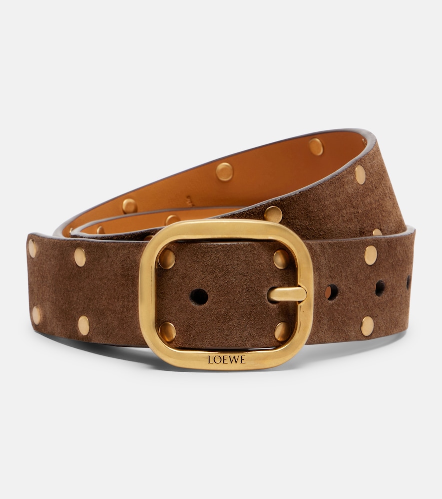 Loewe Studded Suede Belt In Brown