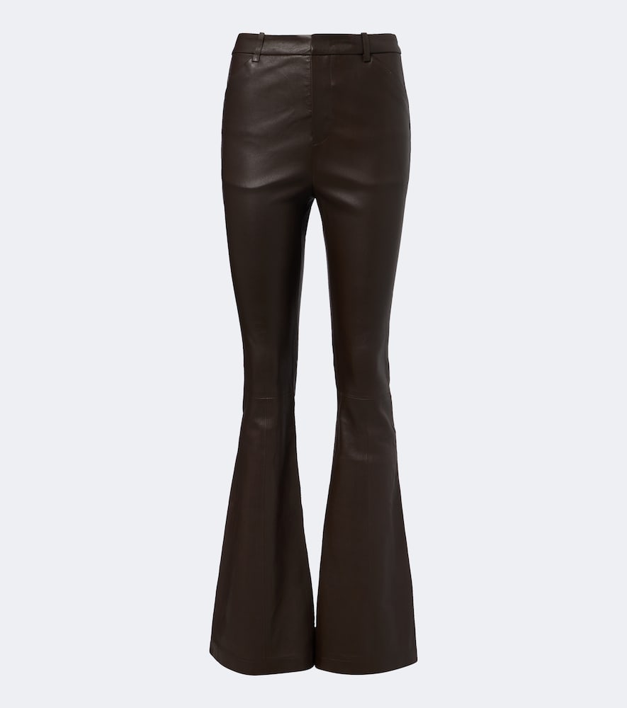 Vince Leather Flared Pants In Braun