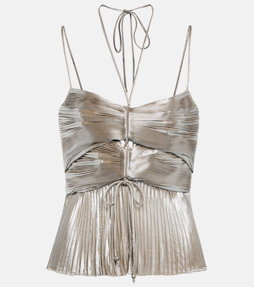 Shop Altuzarra Justin Halterneck Lamé Top In Silver