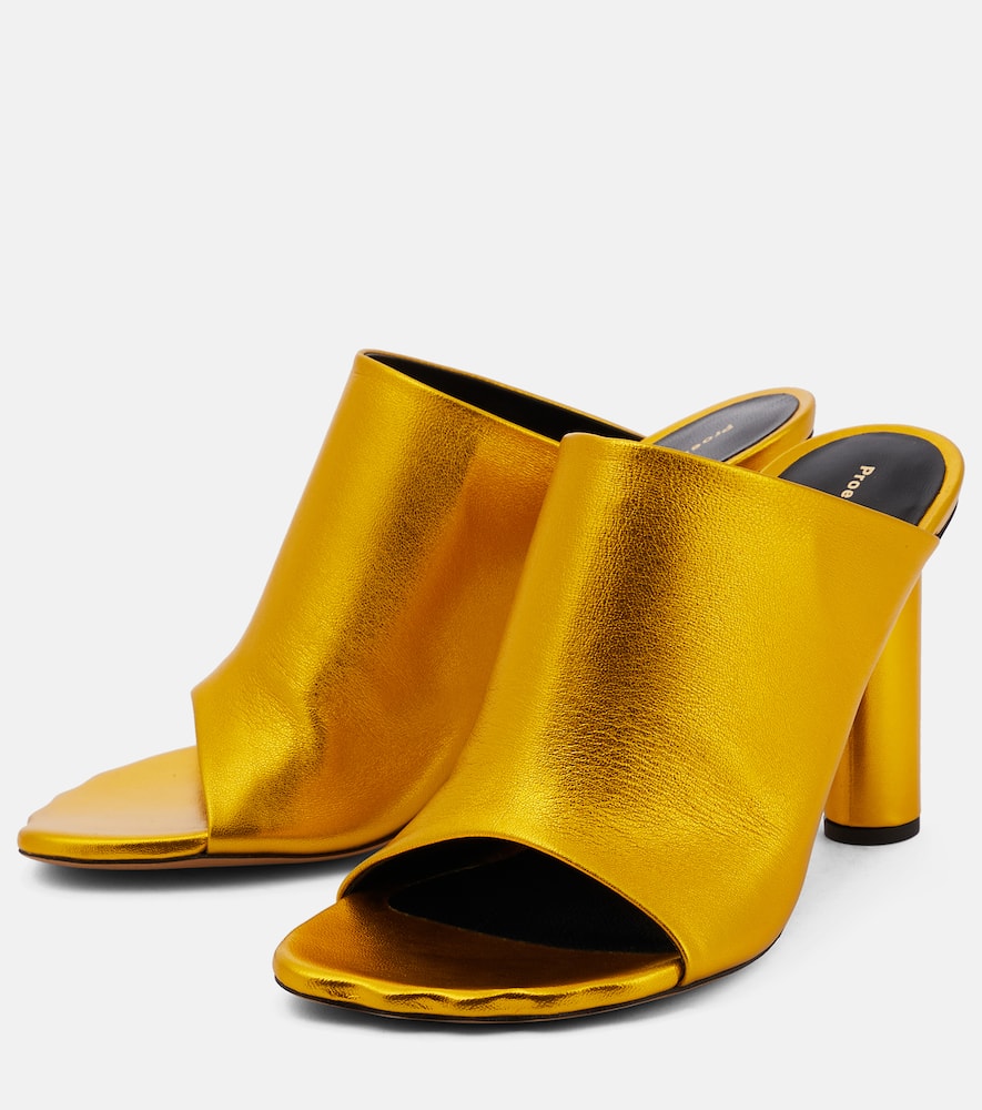 Shop Proenza Schouler Metallic Leather Mules In Gold