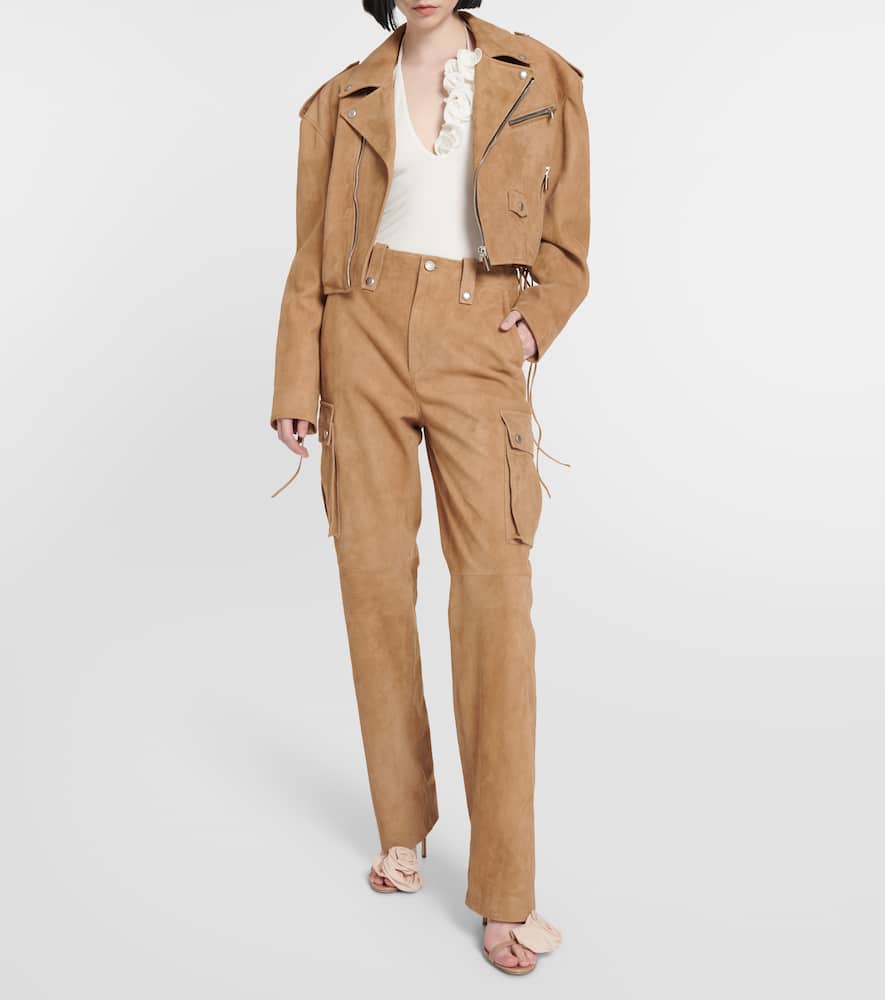 Magda Butrym Suede Cargo Pants In Beige
