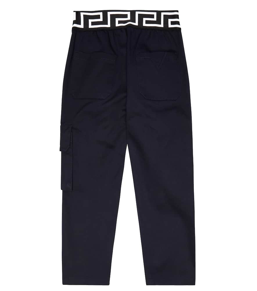 Shop Versace Greca Border Cargo Pants In Blue