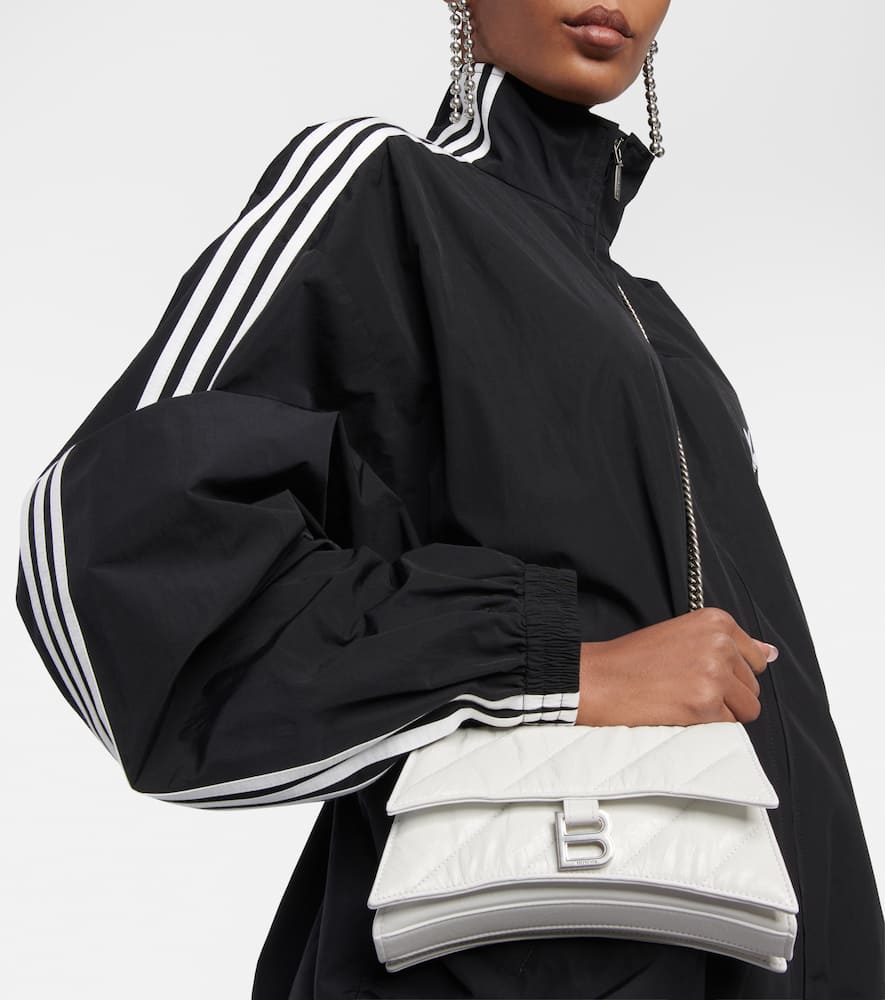 Balenciaga Crush Mini Quilted Leather Wallet On Chain In Optic White