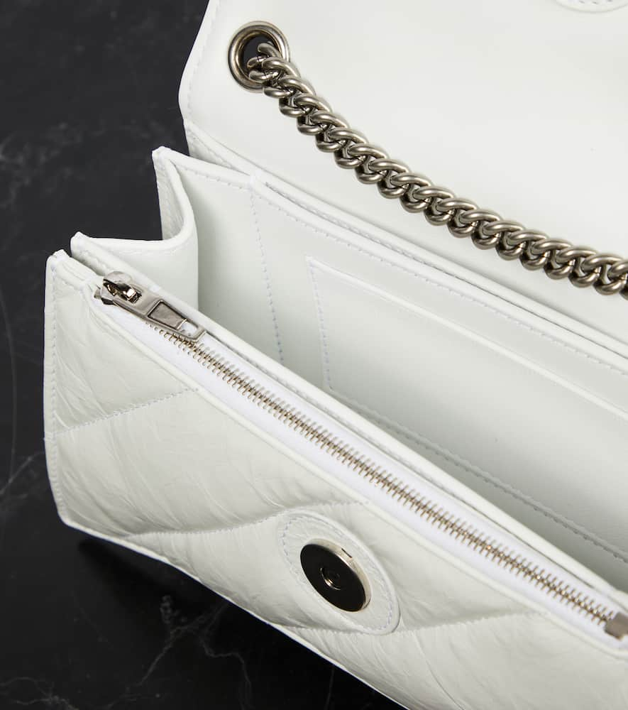 Shop Balenciaga Crush Mini Quilted Leather Wallet On Chain In Optic White