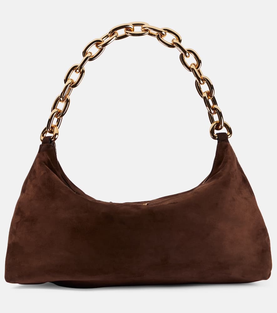 Khaite Clara Chain Suede Shoulder Bag In Kaffe
