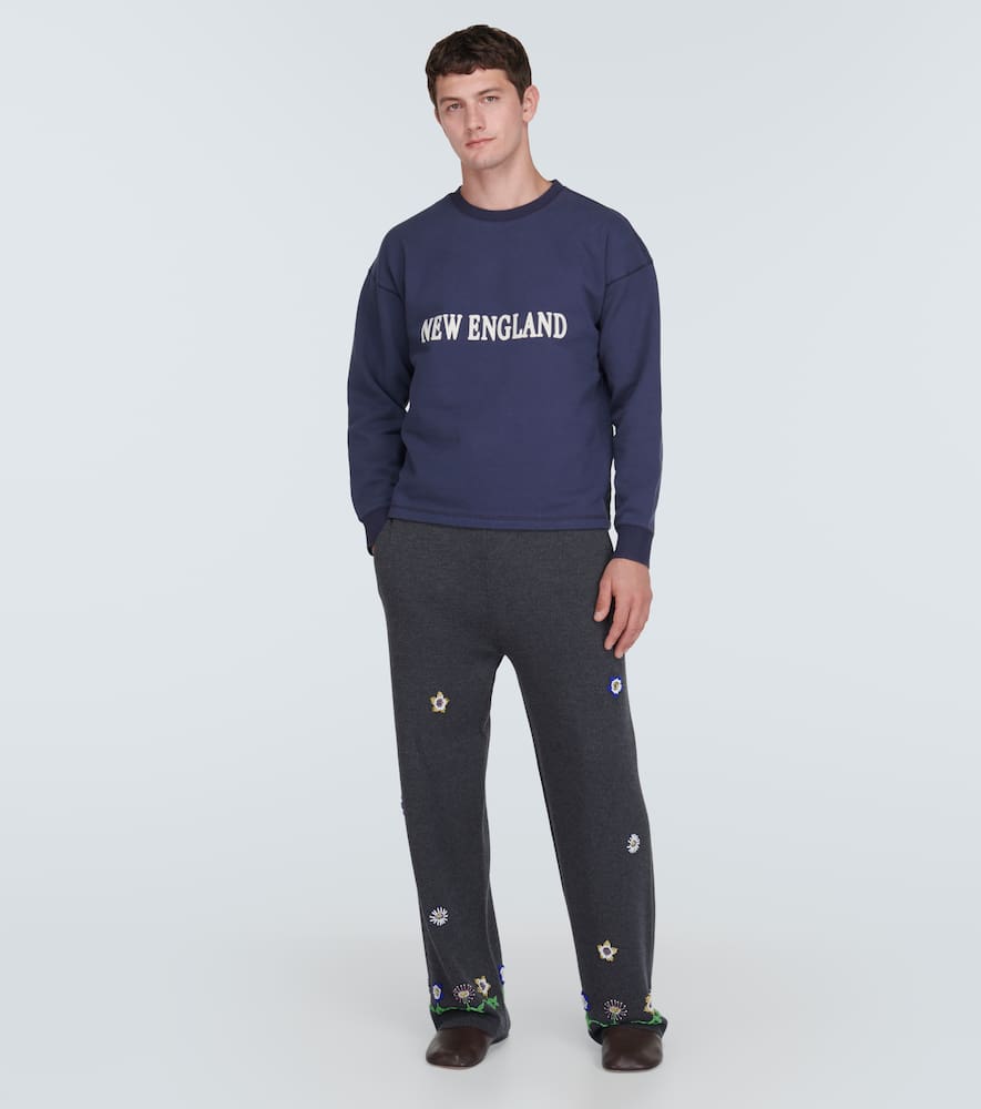 Shop Bode New England Cotton Jersey Sweatshirt In Blue