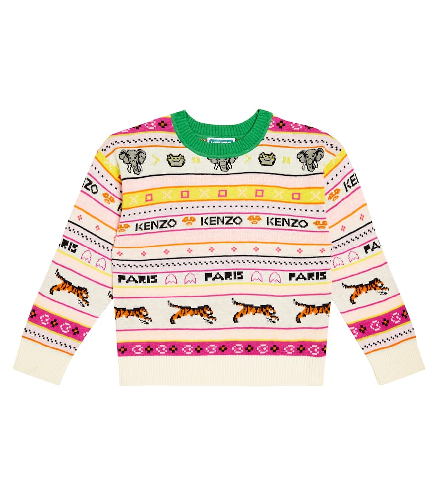 Kenzo Kids Intarsia cotton-blend sweater