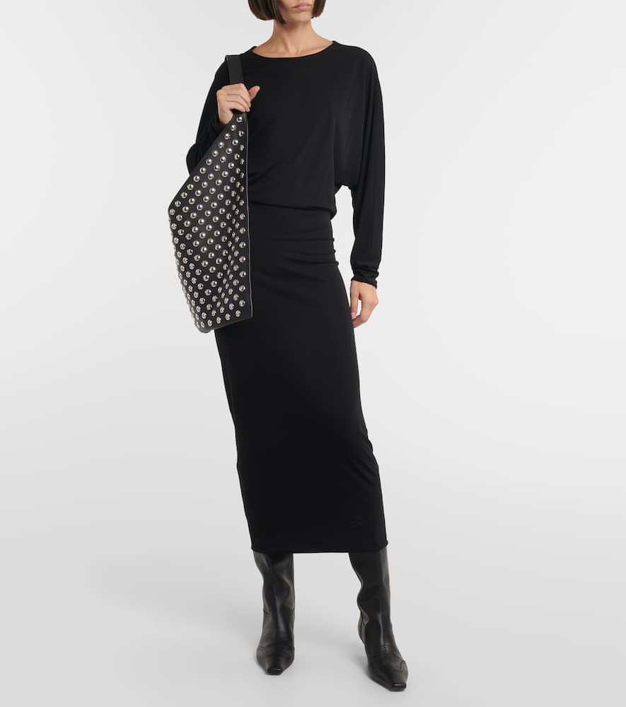 Shop Khaite Trina Midi Dress In Black