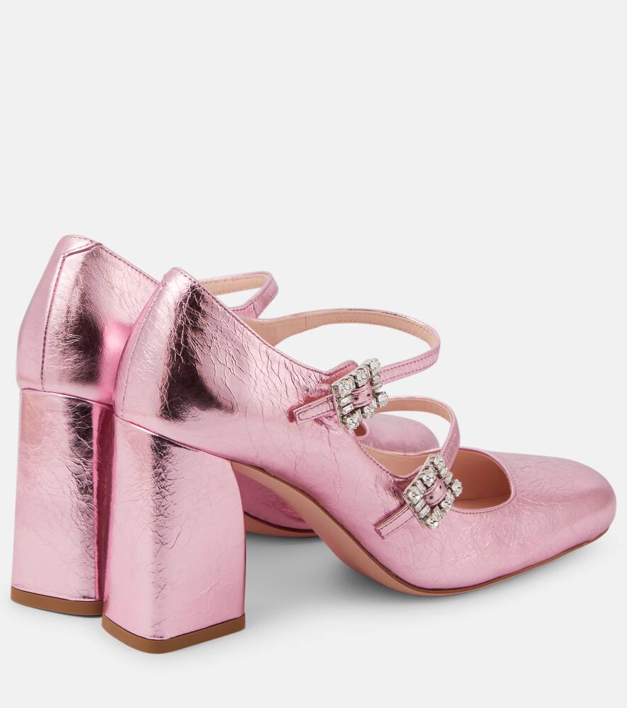 Shop Roger Vivier Très Vivier Babies Mini Metallic Leather Pumps In Pink