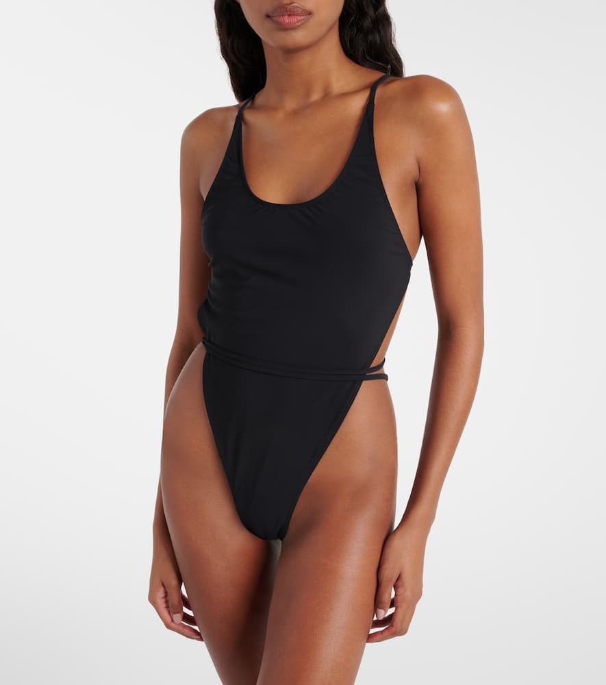 Shop Saint Laurent Open-back Swimsuit In Black